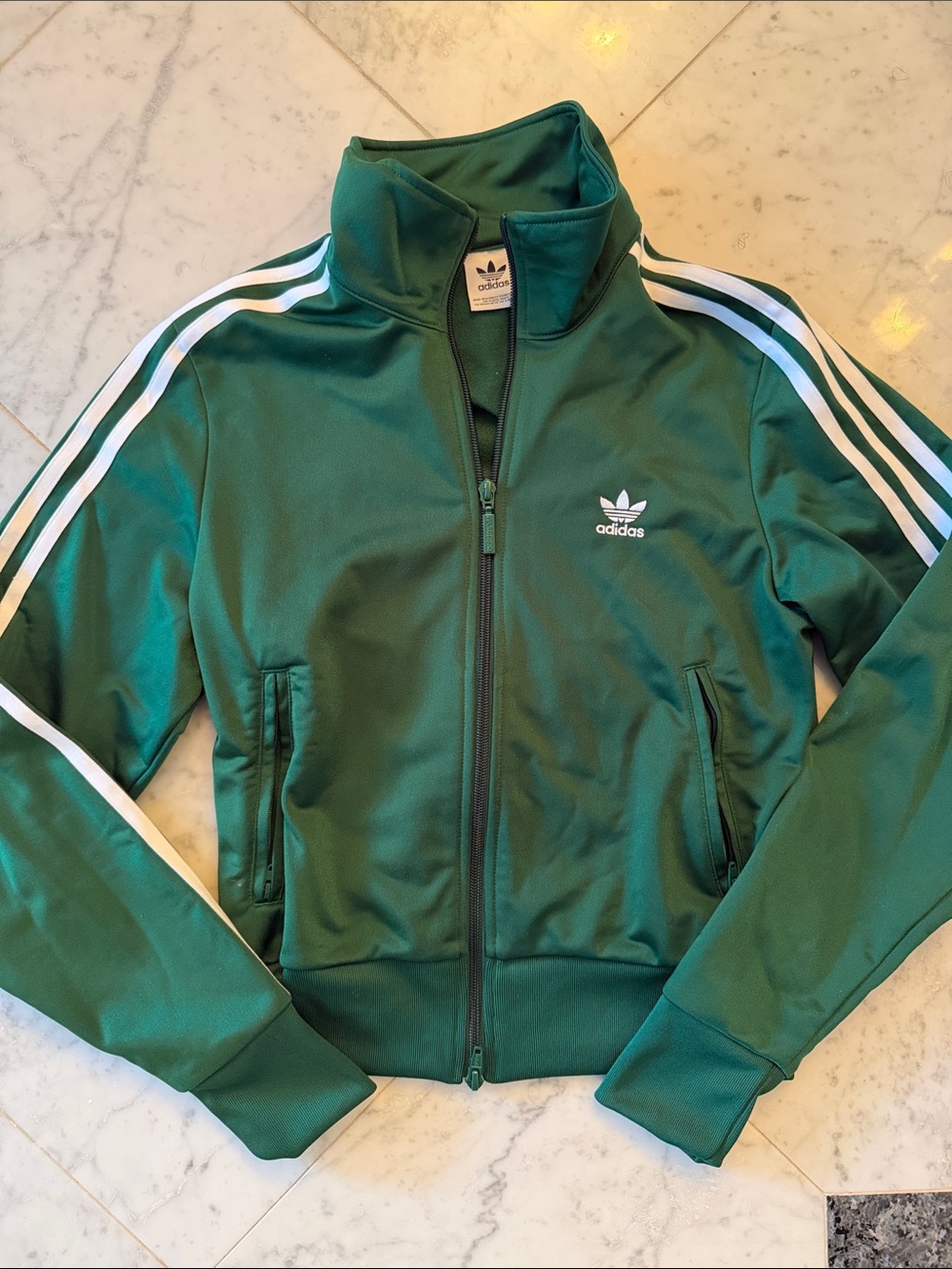 adidas Firebird Green Track Jacket with White Three Stripe